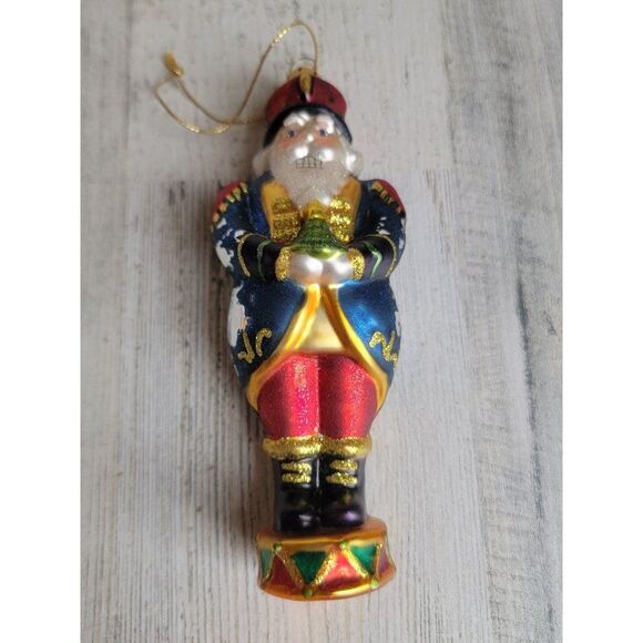 Blown glass AS IS Santa Claus Nutcracker tree glitter ornament Xmas - Picture 1 of 13